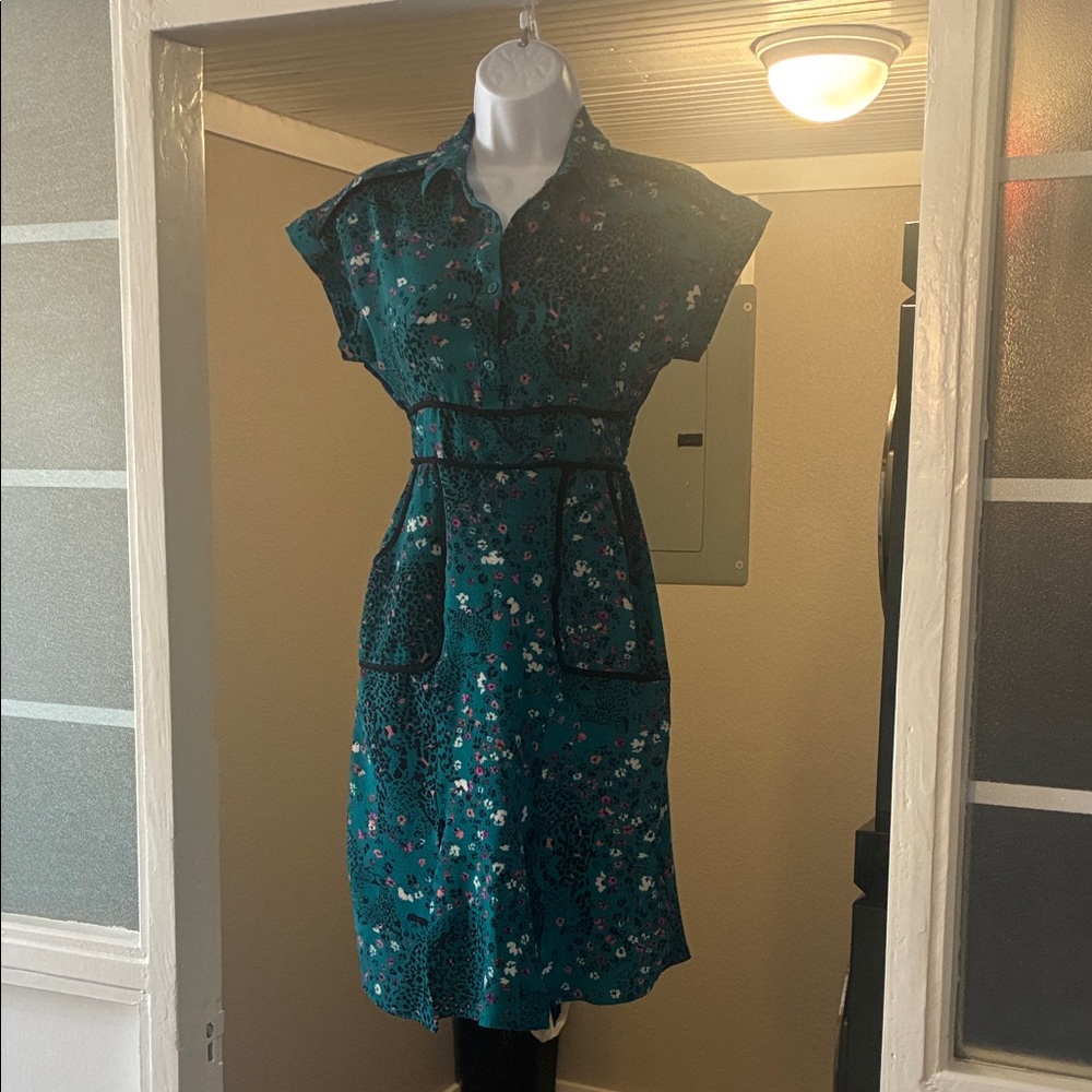 Monteau Teal Floral Midi Dress
